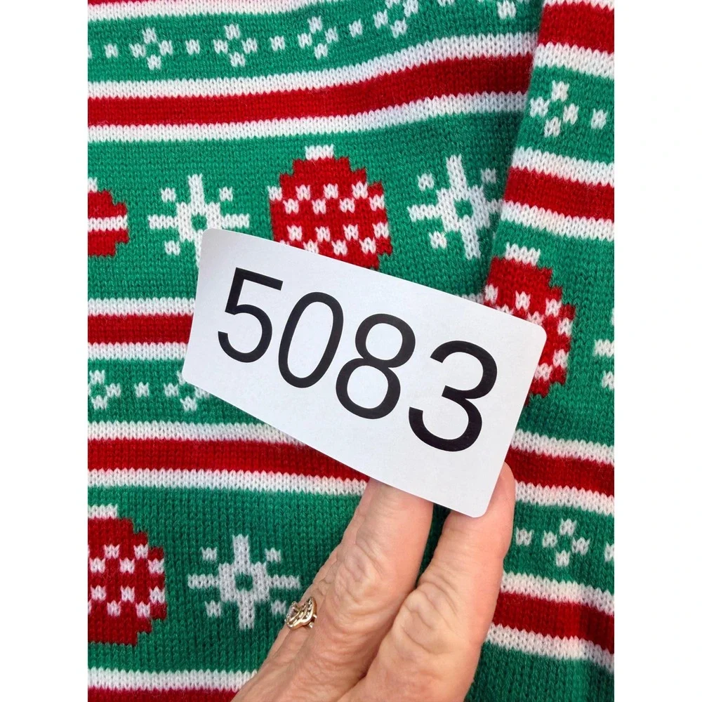 33 Degrees Mens French Bulldog Ugly Christmas Sweater Red Green Fair Isle Size M